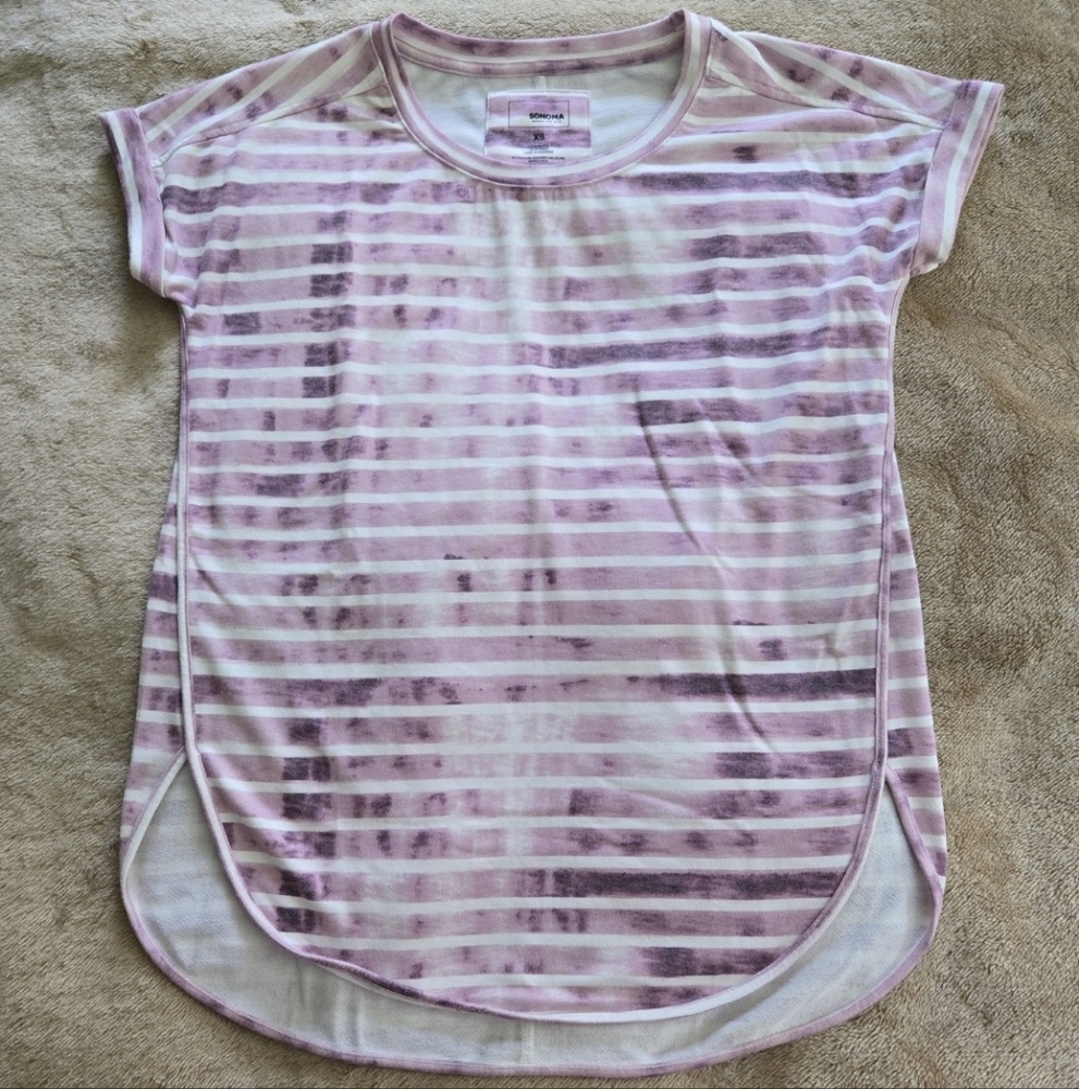 Sonoma Lavender and White Striped Top